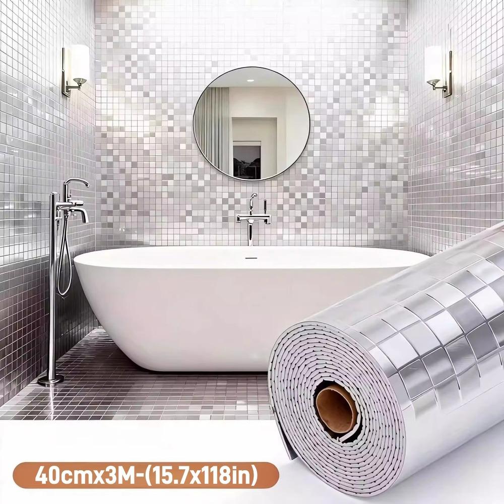

40x300cm 3D Wall Sticker PVC Gold Wallpaper for Accenting Living Rooms Bathrooms Kitchens серебряный