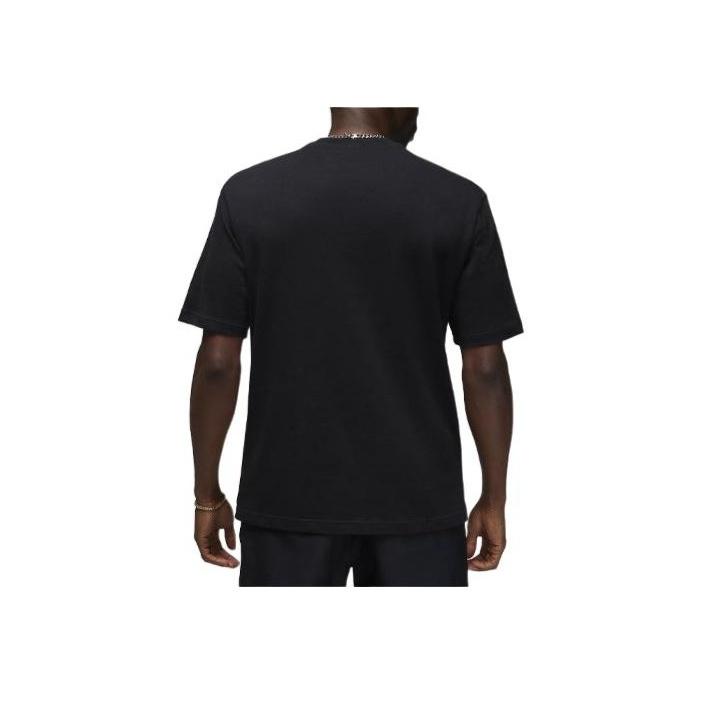 Jordan Solid Color Logo Emblem Crew Neck Knit Short Sleeve T-Shirt Men Tops Black FN5982-010