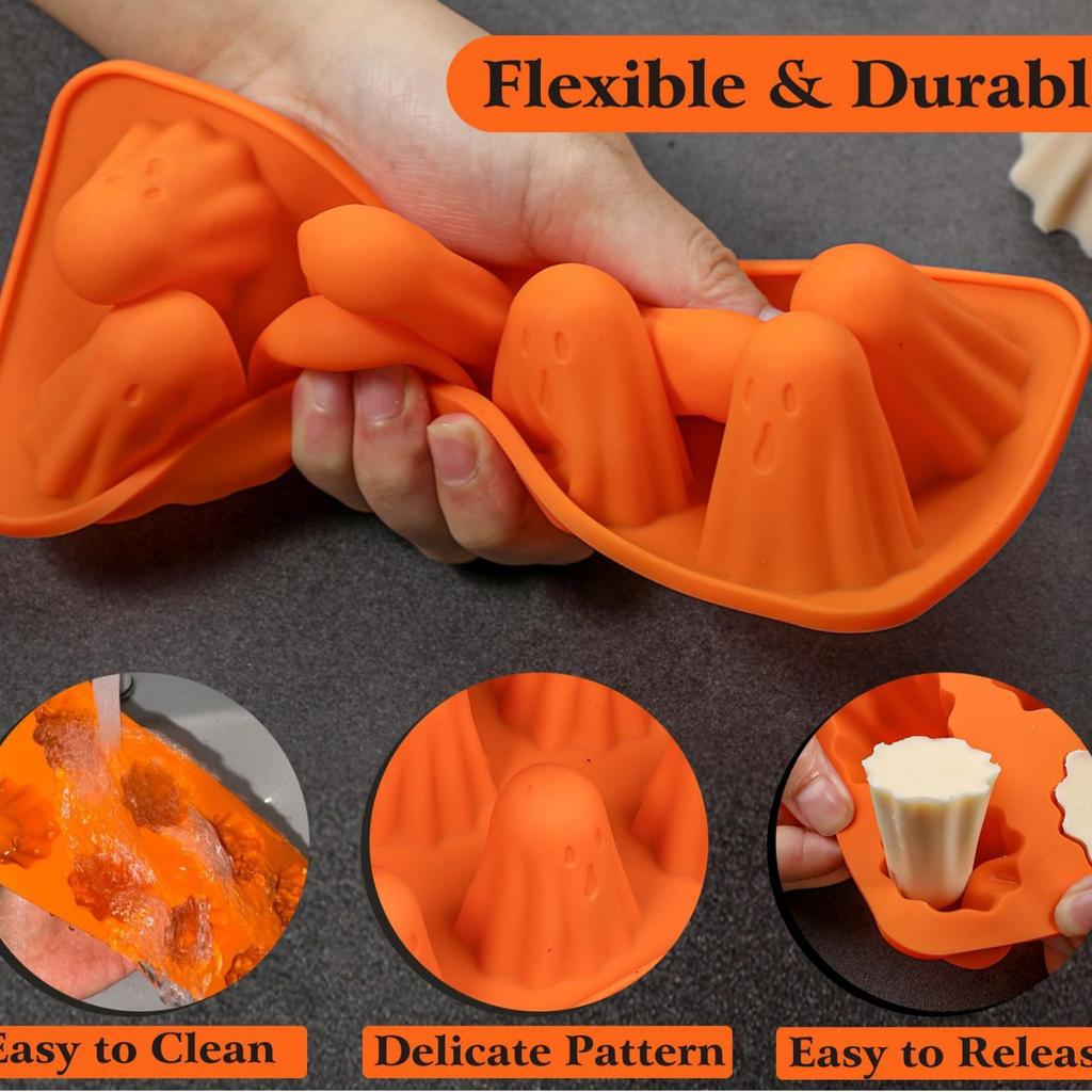 Wiederverwendbare Geisterform Silikon Schokoladenform Selbstgemachte Halloween Geister Backform für Gummibärchen Gelee Leicht zu Reinigen
