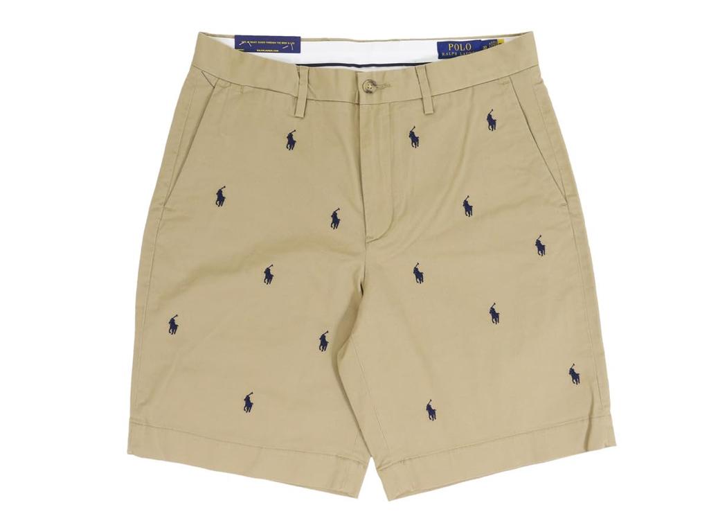 Polo Ralph Lauren Stretch Classic Fit Embroidered Chino Size 0106638 Men's Multi-Pony Shorts, 42, Brown, [Used]
