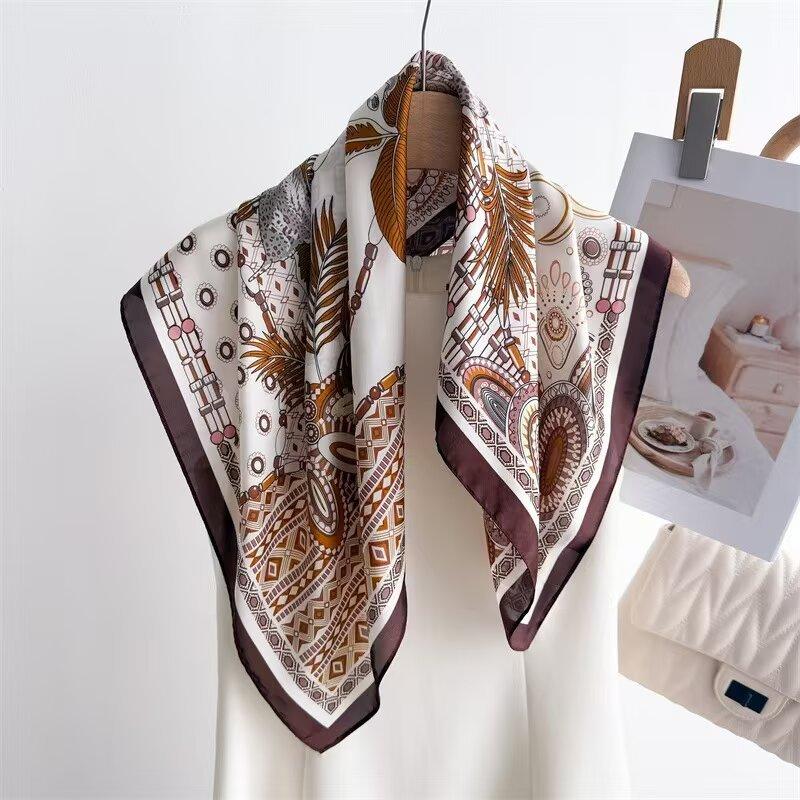70Cm Cashew Print Scarf Universal Imitation Silk High-End Square Scarf Clothing Accessories Kerchief Shawl Protection Headscar