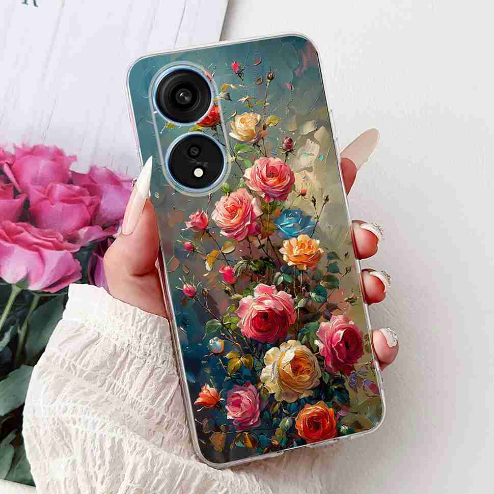 For Oppo A1 Pro 5G 6.7" Case Fashion Flower Painting Soft Silicone TPU Back Cover For Oppo A1 Pro a1 Pro PHQ110 Cases Bumper