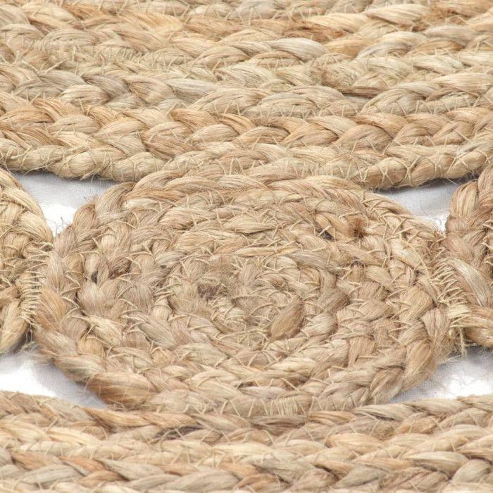 VidaXL Tapis Jute design tressé 120 cm Rond