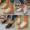Roman Sandals For Women Summer Thick Sole Pu Fish Mouth Slip On With Elastic Band