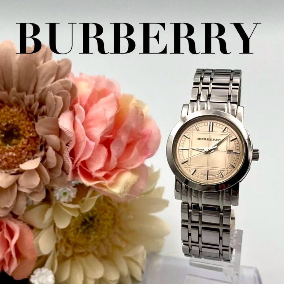 Used 685 New Battery Burberry Nova Check BU1353 Round Date