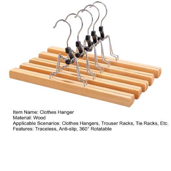 5Pcs Horse-Face Skirt Hanger Traceless Anti-slip Windproof 360° Rotatable Strong Load Bearing Solid Wood JK Skirt Pants Trousers Clothing Drying Rack