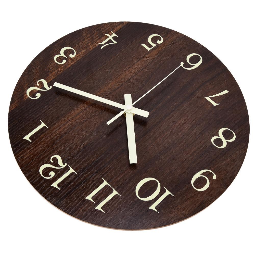 Quartz Movement Retro Wall Clock Luminous Rustic Wall Clock Retro Style Wood Wall Clock Study Room