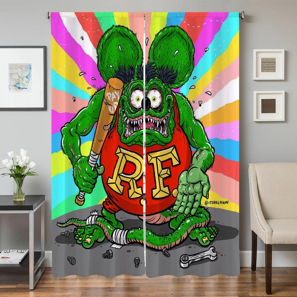 Fönster Köksgardiner för Vardagsrum 2 Delar Mörkläggningsgardiner Dörrgardin R-råtta F-fink Avskärmning Sovrumsdekoration Skugga