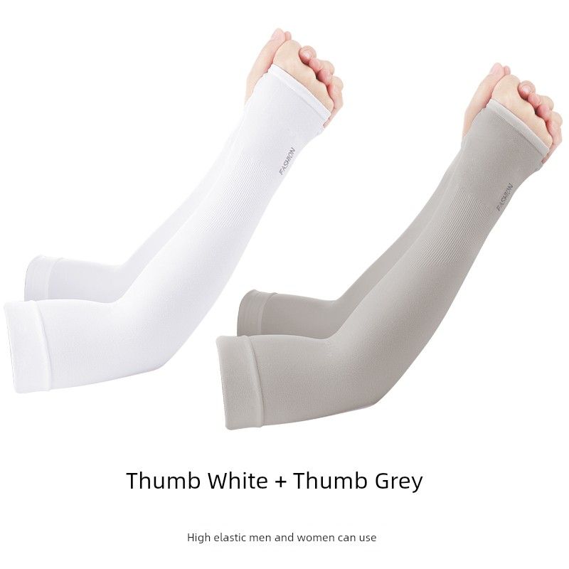 

Gloves Sun UV Protection Hand Protector Cover Arm Sleeves Thumb White + Thumb Grey [Total 2 Pair]] All yards