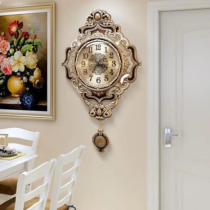 Luxury Brass Smart Wall Clock - Silent Operation, Living Room & Office Decor, Hotel & Mall Art Ornament, Digital Design, Ideal G