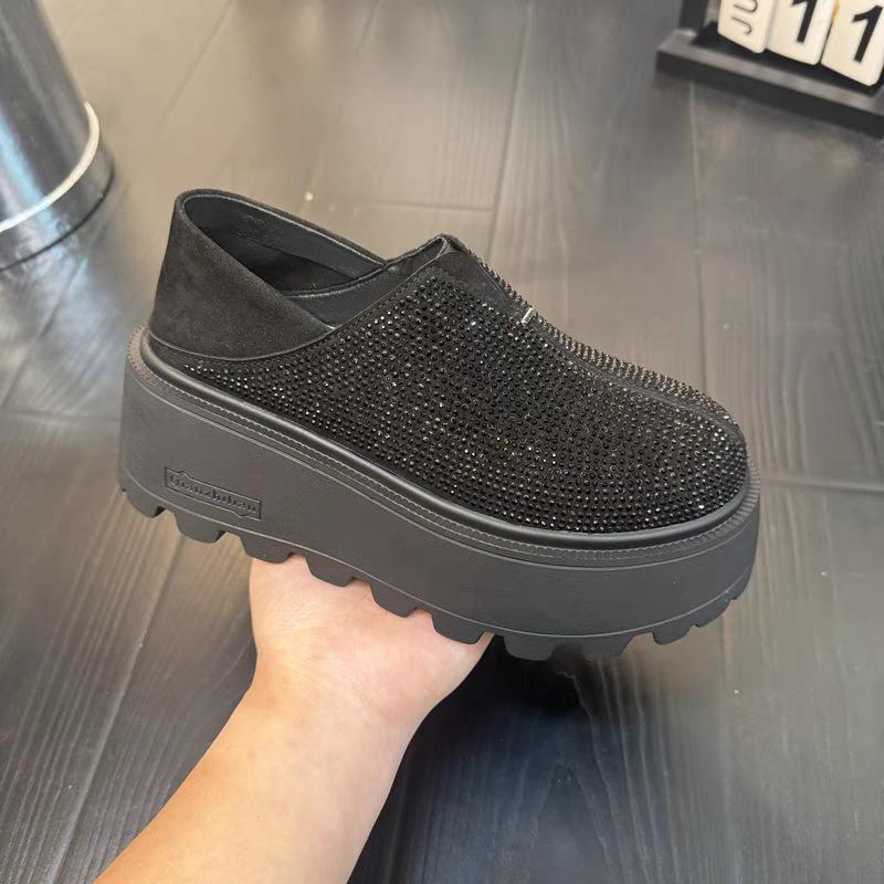 Rhinestone muffin shoes women's spring new versatile platform casual shoes