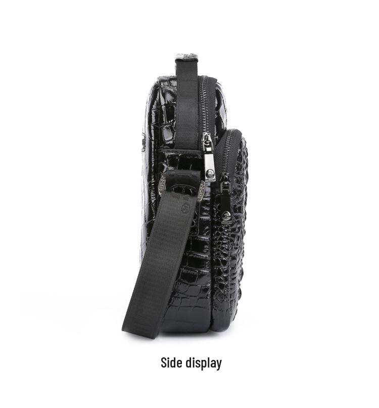 Crocodile Pattern Mens Shoulder Bag In Genuine Top Layer Cowhide Leather - High-End Quality, Versatile for Business and Casual Commute