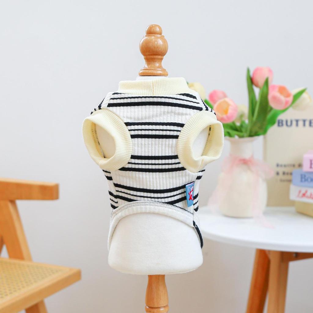 PETCIRCLE Black & White Striped Pet Vest & Leash for Dogs and Cats