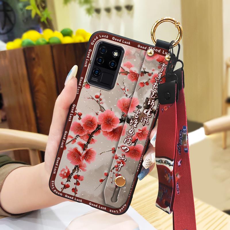 Fashion Lanyard Phone Case For Oukitel C21 Wristband Kickstand Elderly Lady Waterproof For Mom Anti-knock Shockproof