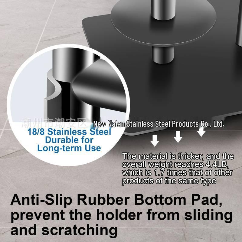 Floor-Standing Bathroom Tissue and Brush Holder with Vertical Storage Rack