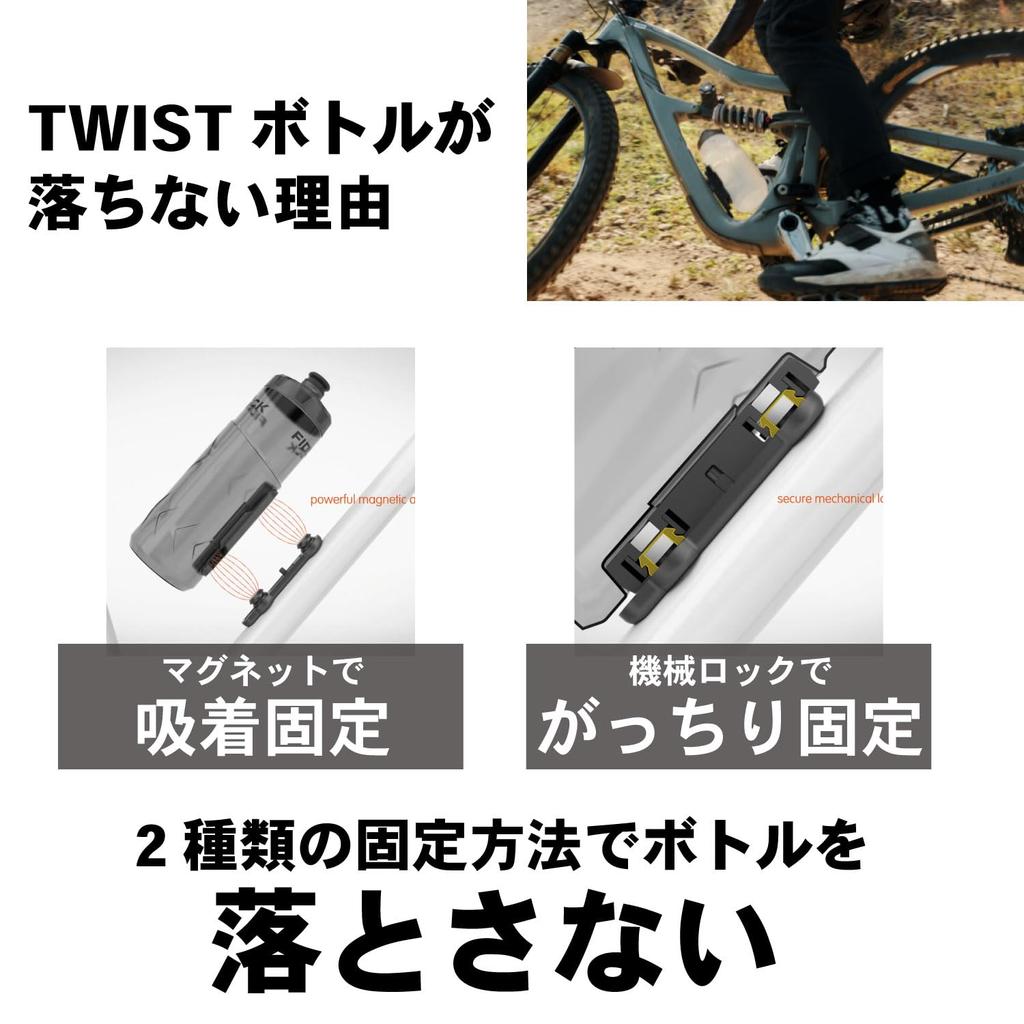 FIDLOCK TWIST UNI The TWIST base can be freely attached to pipes with a diameter of Regular bottles and bike travel bags can be attached to the TWIST