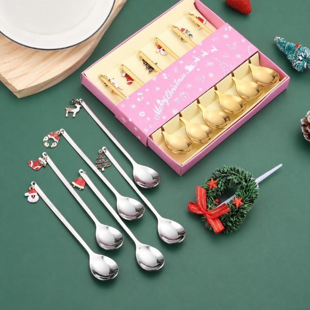 Elk Pendant Coffee Spoon Stainless Steel Tea Spoon Creative Christmas Spoon Set  Home Decor