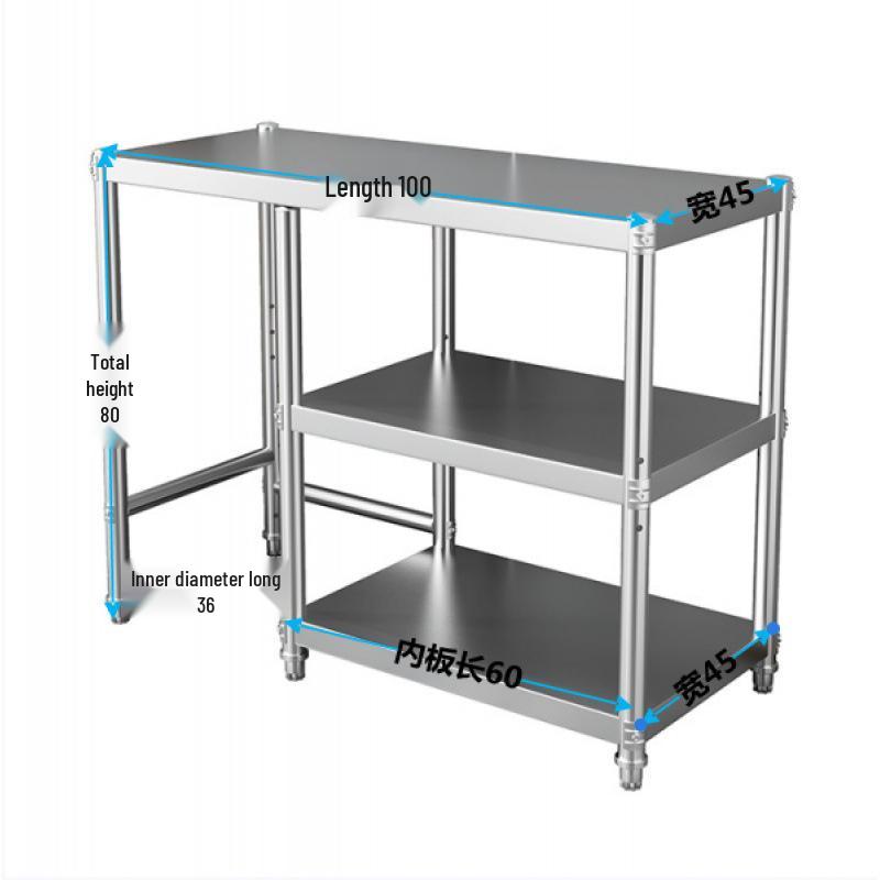 Stainless Steel Three-Tier Kitchen Storage Rack for Gas Cylinder, Stove, and Chopping Board