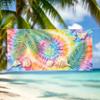 Vibrant Rainbow Microfiber Beach Towel, Aesthetic Colorful Vacation Blanket, Oversized Soft Picnic Mat Decorative Wall Tapestry