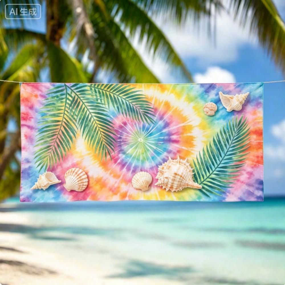 Vibrant Rainbow Microfiber Beach Towel, Aesthetic Colorful Vacation Blanket, Oversized Soft Picnic Mat Decorative Wall Tapestry