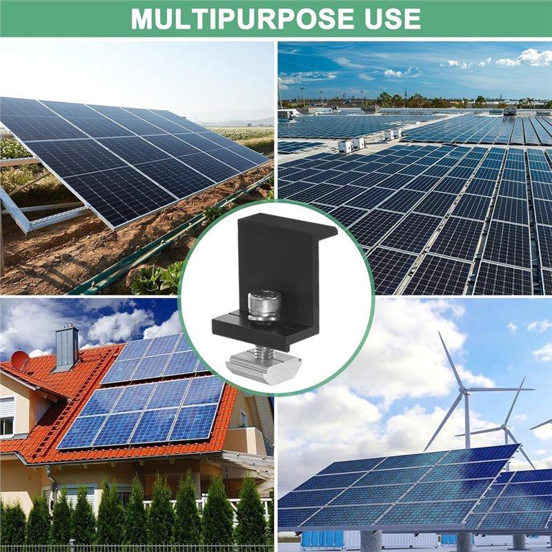 ABMH-Pack Of 8 For Solar Panel Clamps, Alumimium PV Module End Fixing Clamps,For Roofs, Walls Boats