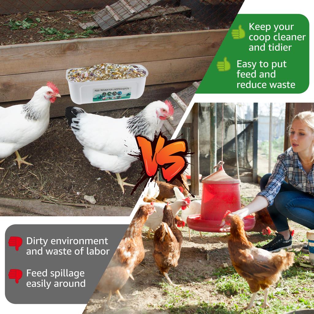 2 Stück Hängender Hühnerfutterspender BPA-frei Geflügelfutterbehälter Einfach zu installieren Ziegenfutterspender Mehrzweck-Futtertrog für Ente Ziege