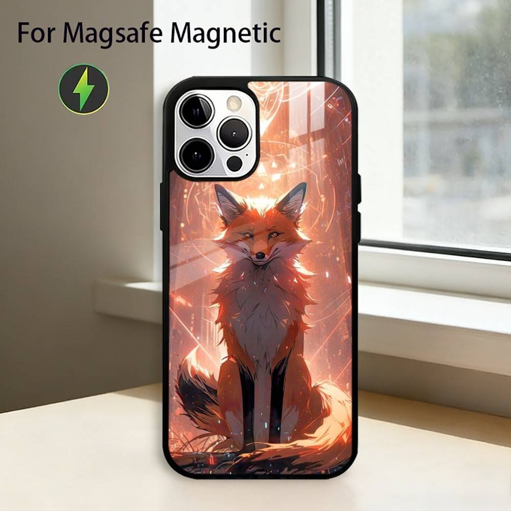 Cartoon FOX-COOL Phone Case For iPhone17,16,15,14,13,12,11 Plus,Pro Magnetic For Magsafe Wireless Charging