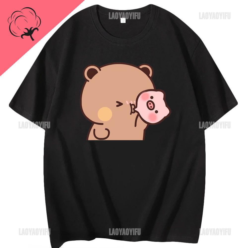Tricou Kawaii Bubu Dudu pentru fată Tricou cu urs panda din desene animate Îmbrăcăminte unisex Tricou casual de vară Tricou Tricot Femeie Topuri din bumbac Unisex