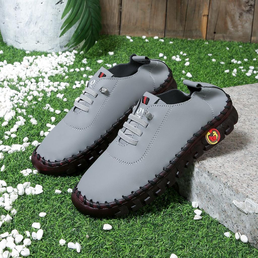 Soft Laced Up Oxford Shoes for Women Ortho Loafers Woman Plain Shockproof Driving Flats Elderly Mom Slip On Faux Leather Shoes