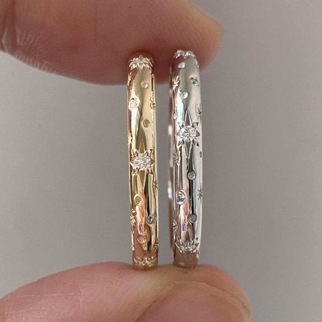 Cubic Zirconia North Star Ring Starburst Gold Ring Inset Moissanite Star Ring Statement Ring Promise Ring Wedding Gift