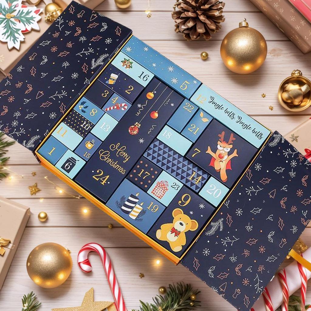 Christmas Calendar Box Refillable Advent 24 Days Christmas Boxes Foldable  Christmas Eve Advent Calendar Gift Filling Empty Box