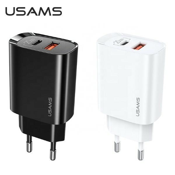 Usams Ład. Siec. 1Xusb-C+1Xusb T35 20W(Only Head) Pd3.0 +Qc3.0 Fast Charging Czarny/Black Cc121Tc02 (Us-Cc121)