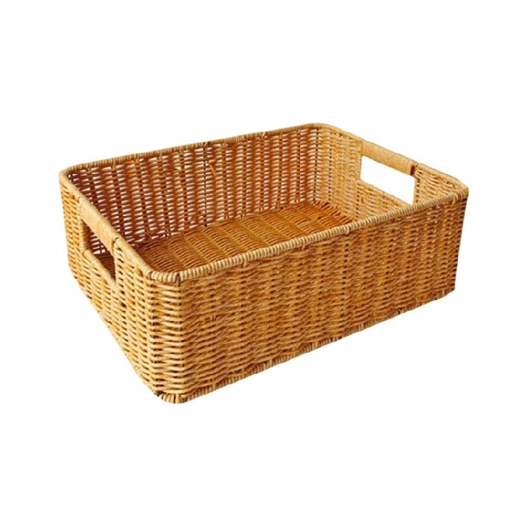 Rectangular Woven Organizers Baskets Practical Rattan Organizers Rectangular Storage Baskets for Kitchen and Home