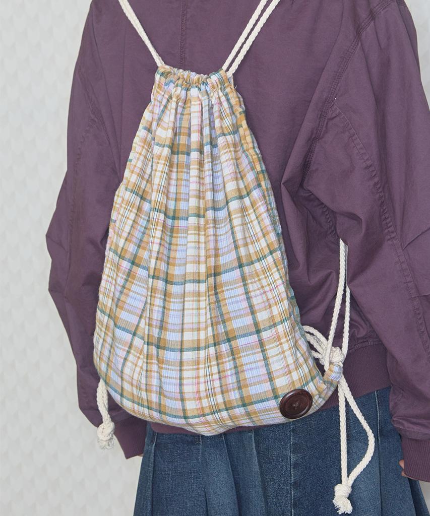 Kiibi Check Pattern Gym Sack Yellow