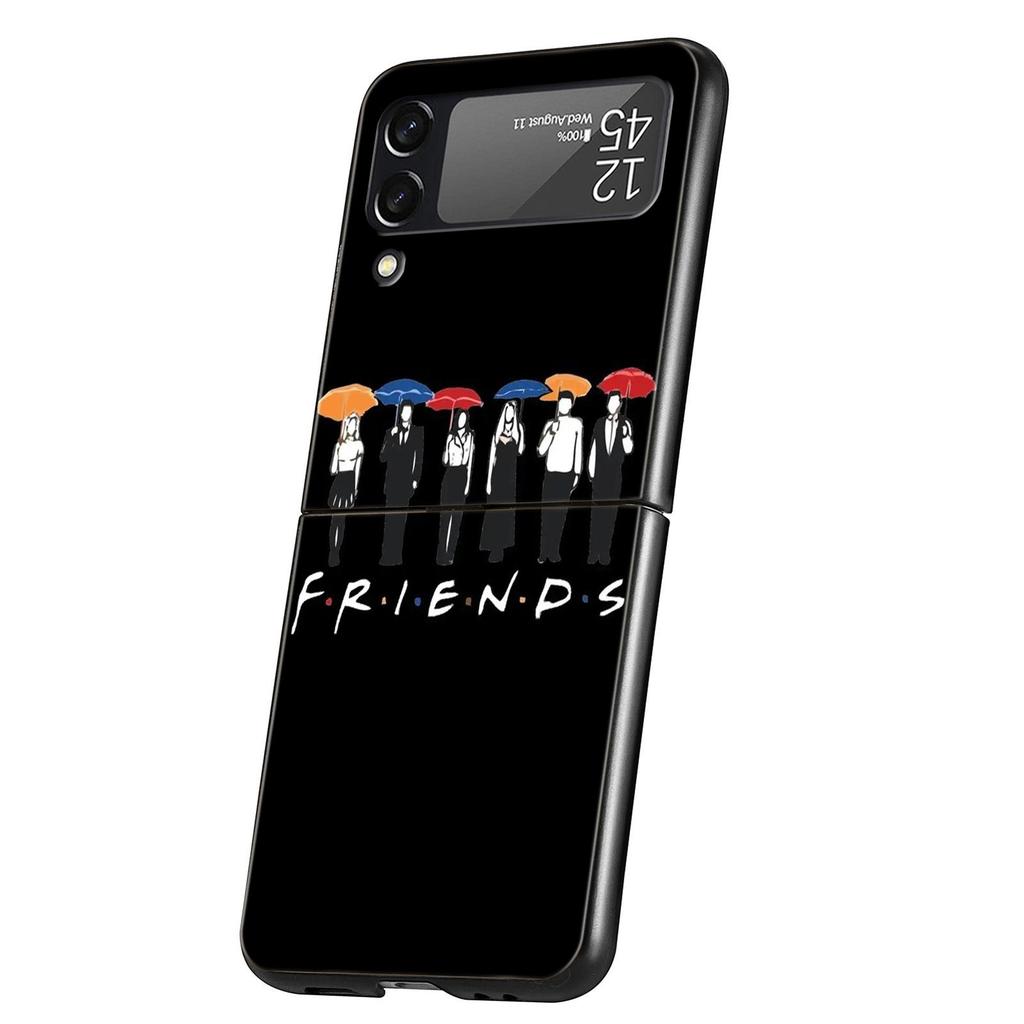 Hard PC Phone Case For Samsung Galaxy Z Flip 7 6 5 4 Black Cover For Galaxy Z Flip 3 Foldable Shockproof Friends TV Fundas Bags