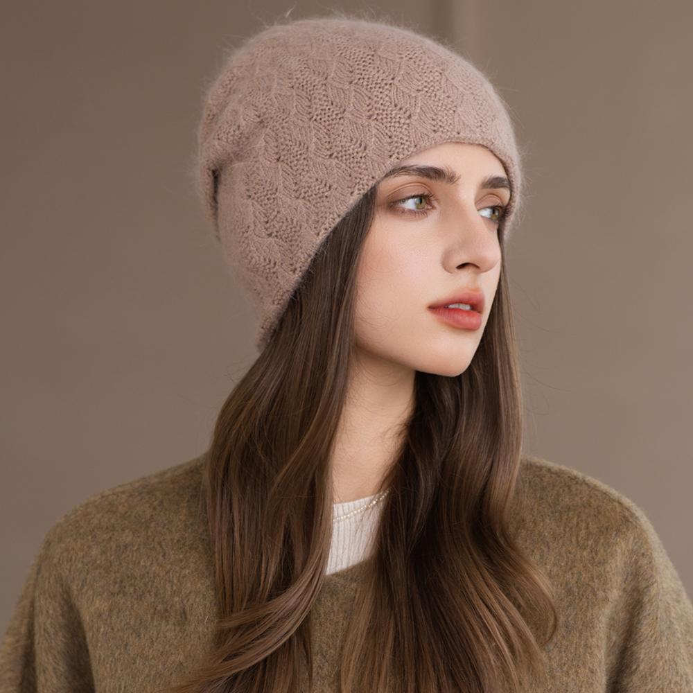 New Style Winter Women Hat Decorate Beanie Hat Rabbit Fur Blend Warm Winter Cap Y2K Female Casual Streetwear Knitted Hat
