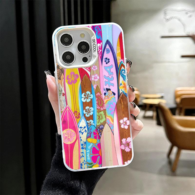 Surfboard Surfing Surf Summer Soft Phone Case for iPhone 15 16 17 Pro Max 17Air 16E 14 Plus 13 12 Mini Shockproof Cover Back She