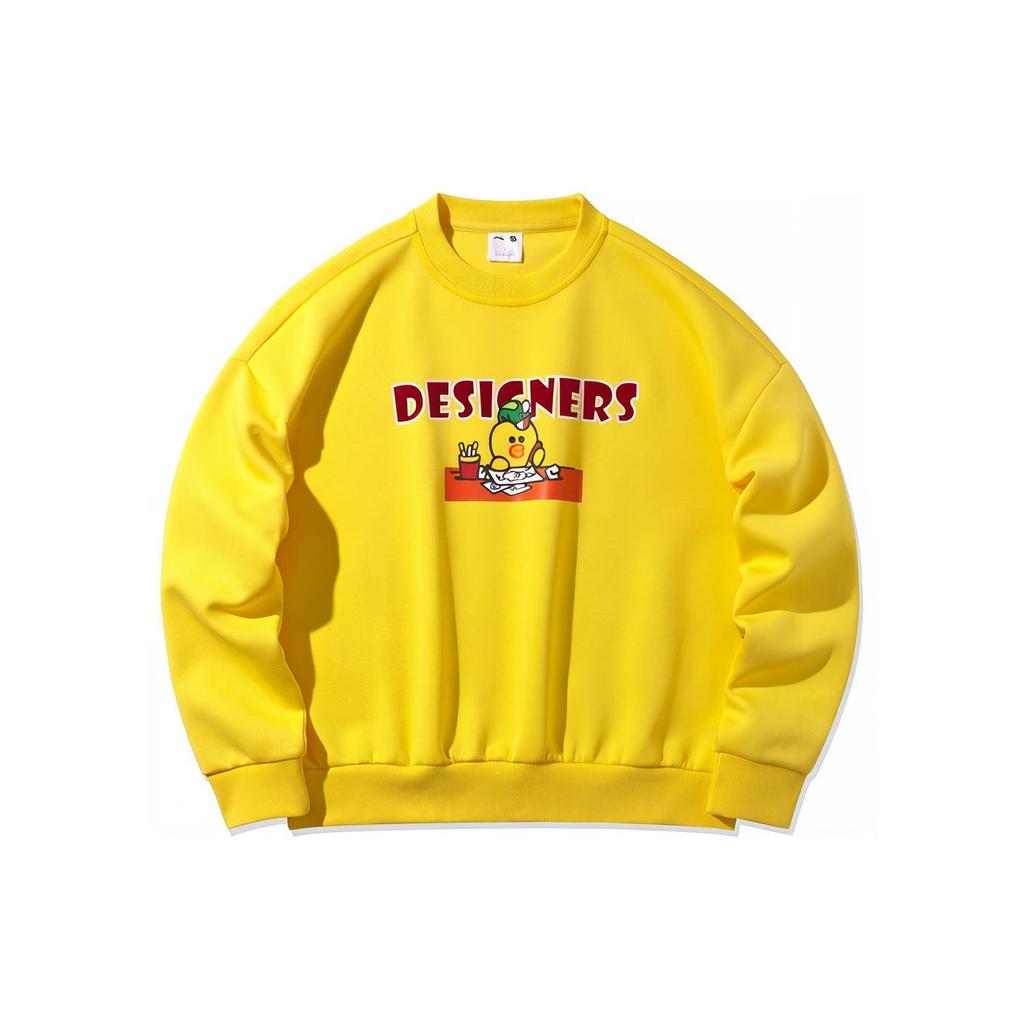 Li Ning Sweatshirts Women's Yellow Crew Neck Moderate Regular AWDQB10-2