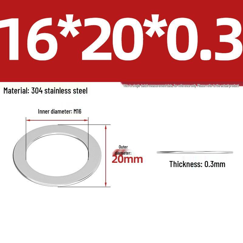 304 Stainless Steel Ultra-Thin Flat Washers - Available in Thickness: 0.1mm, 0.2mm, 0.3mm, 0.5mm
