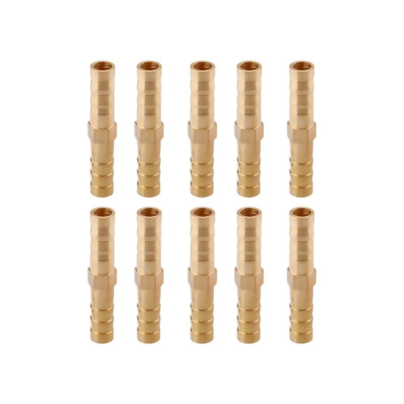 10Pcs Brass Pipe Repair Barbed Fittings Corrosion Resistant Brass Tube Adapters Upgrades for Plumbing System Maintenance