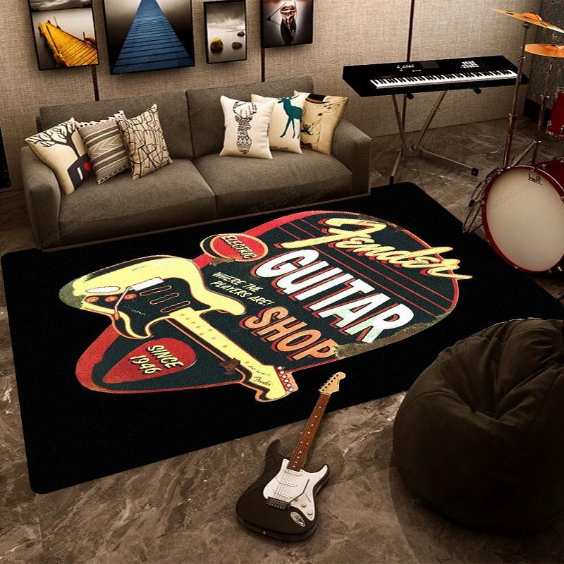F-Fender rectangular carpet rock guitar band instrument decoration speaker retro floor mat shock absorption rugs