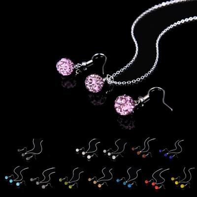 Lady Fashion Strass Anhänger Halskette Haken Ohrring Bankett Party Schmuck Set