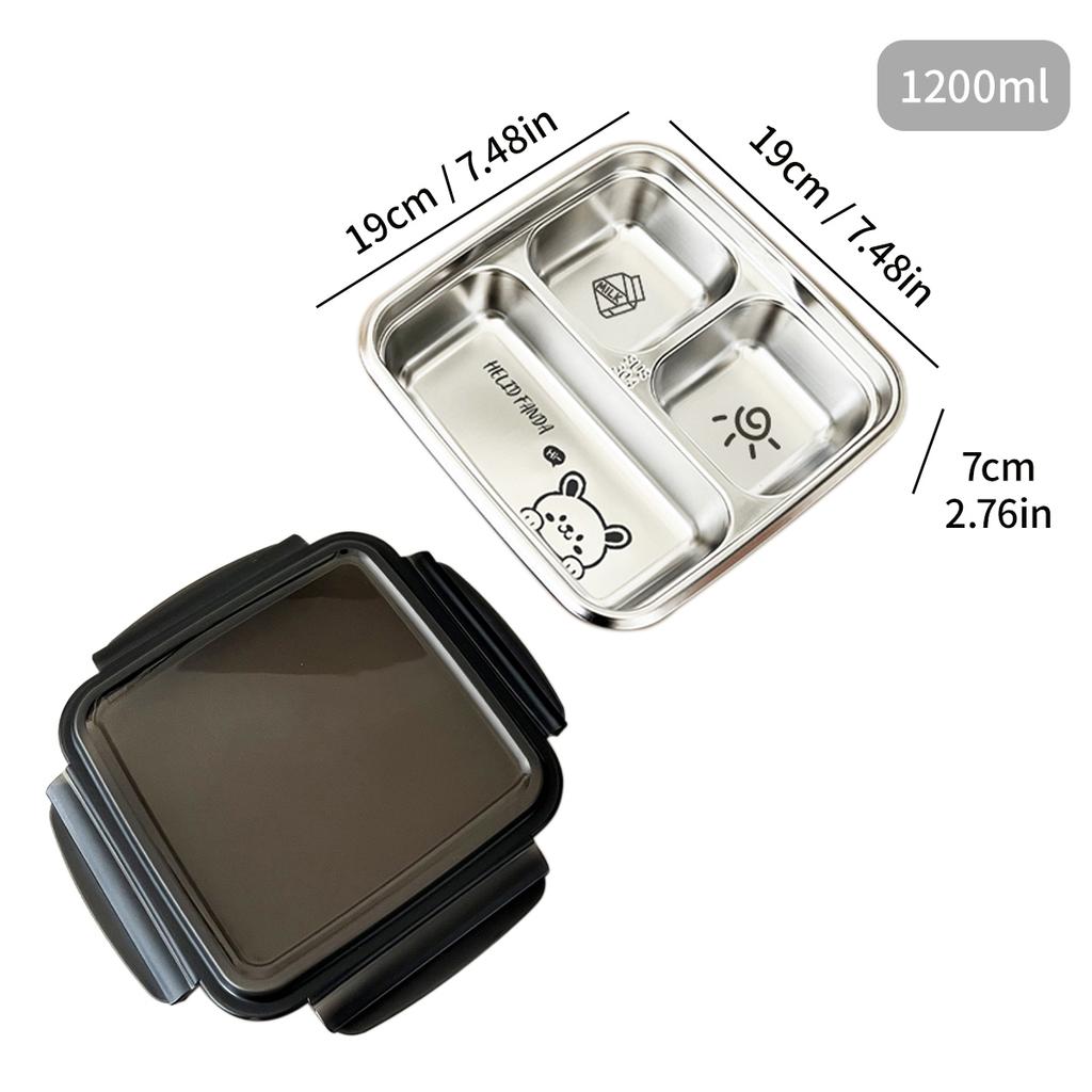 WORTHBUY 304 Stainless Steel Divided Bento Lunch Box Portable Leak-proof Food Container With Compartments For Students Kids