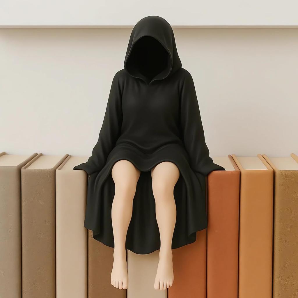 Halloween 3D Statua Misteriosa Gotica Vestito Nero Figura Regina Scultura per Libreria Statue Sedute Spettrali Ornamenti da Scrivania Regali