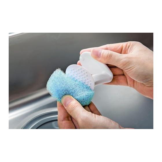 Mameita Kitchen Sponge Blue Approx. Width 6.5cm x Depth 6.5cm x Height 2cm Set of 3 Kitchen Clean Pro Sink Washing Spare Replacement Removal of water
