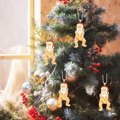 Yousheng Funny Naked Santa Claus Christmas Ornaments Naughty Acrylic Xmas Tree Hanging Decoration Gag Gifts for Holiday Party Supplies