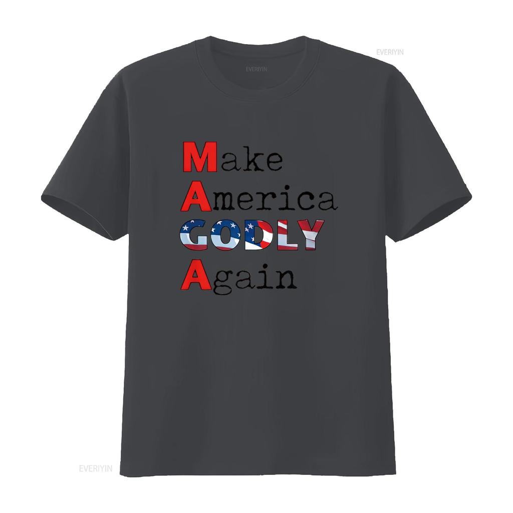MAGA Make America GODLY Again Womens T Shirt White X Large Vintage Washed Top For Everyday Wear Streetwear Graphic Homme