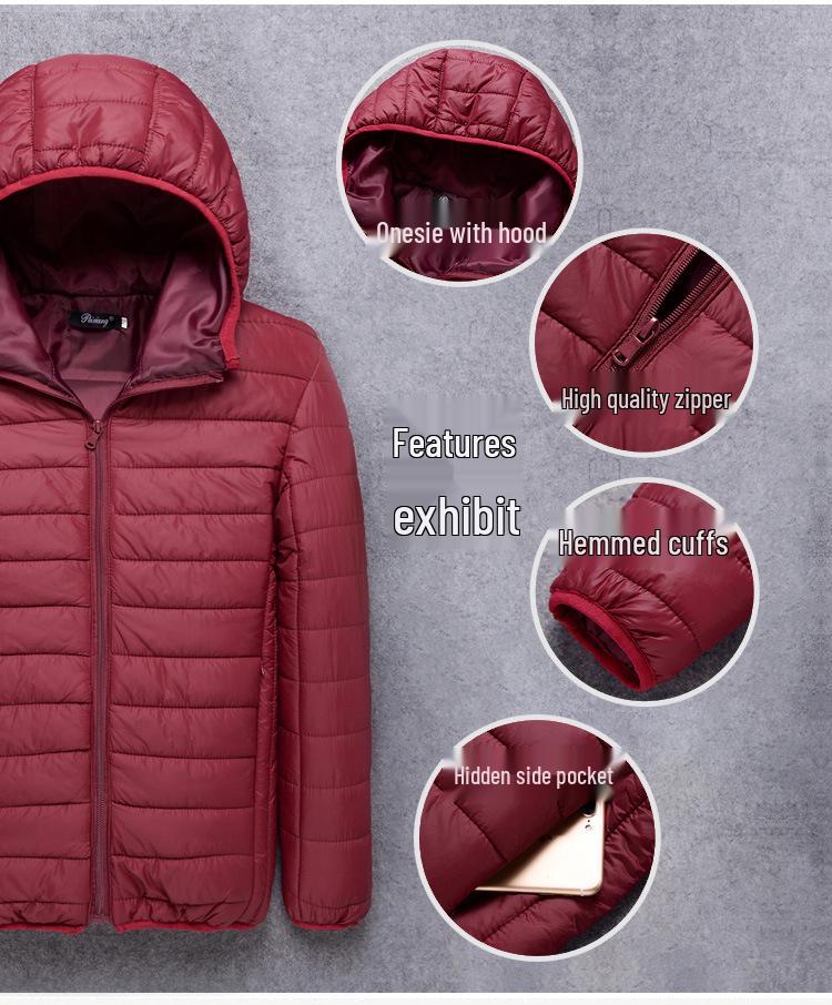 Men's Large Size Short Cotton Coat - Autumn/Winter, Lightweight, Plus Size, Thick, for Middle-Aged & Young