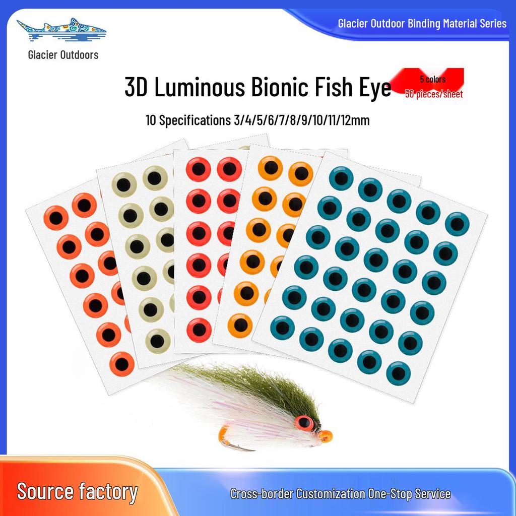 50-Pack 3D Luminous Bionic Fish Eyes for Fly Fishing and Fly Tying