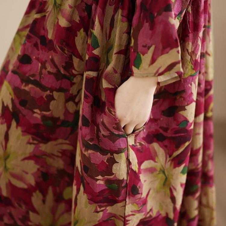 Nuovo Abito Maxi Floreale Vintage Donna Taglie Forti Oversize Ampio Con Cappuccio Manica Lunga Primavera Estate Abito Lungo Basic